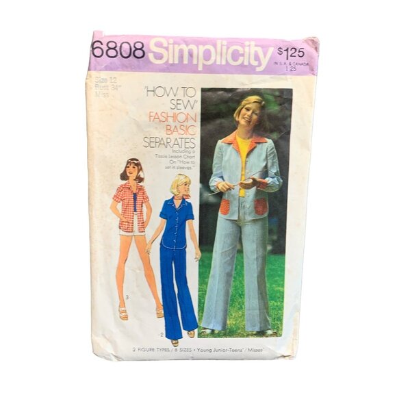 Vintage Simplicity 6808 Pattern Womens Shirt Shorts Pants Fashion Basic Separate - Picture 1 of 2